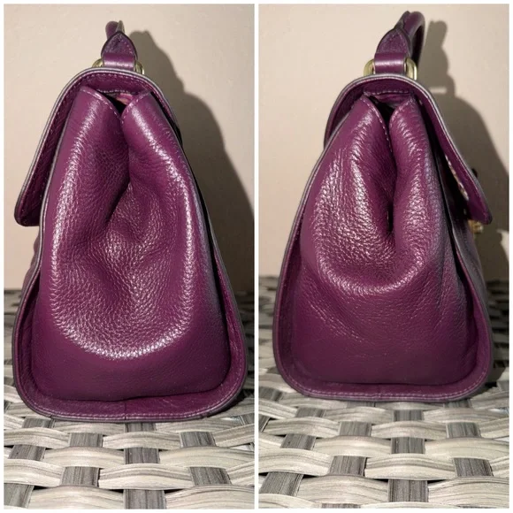 Vera Bradley Stella Quilted Leather Top Handle Satchel Crossbody Bag in Plum - Picture 7 of 12